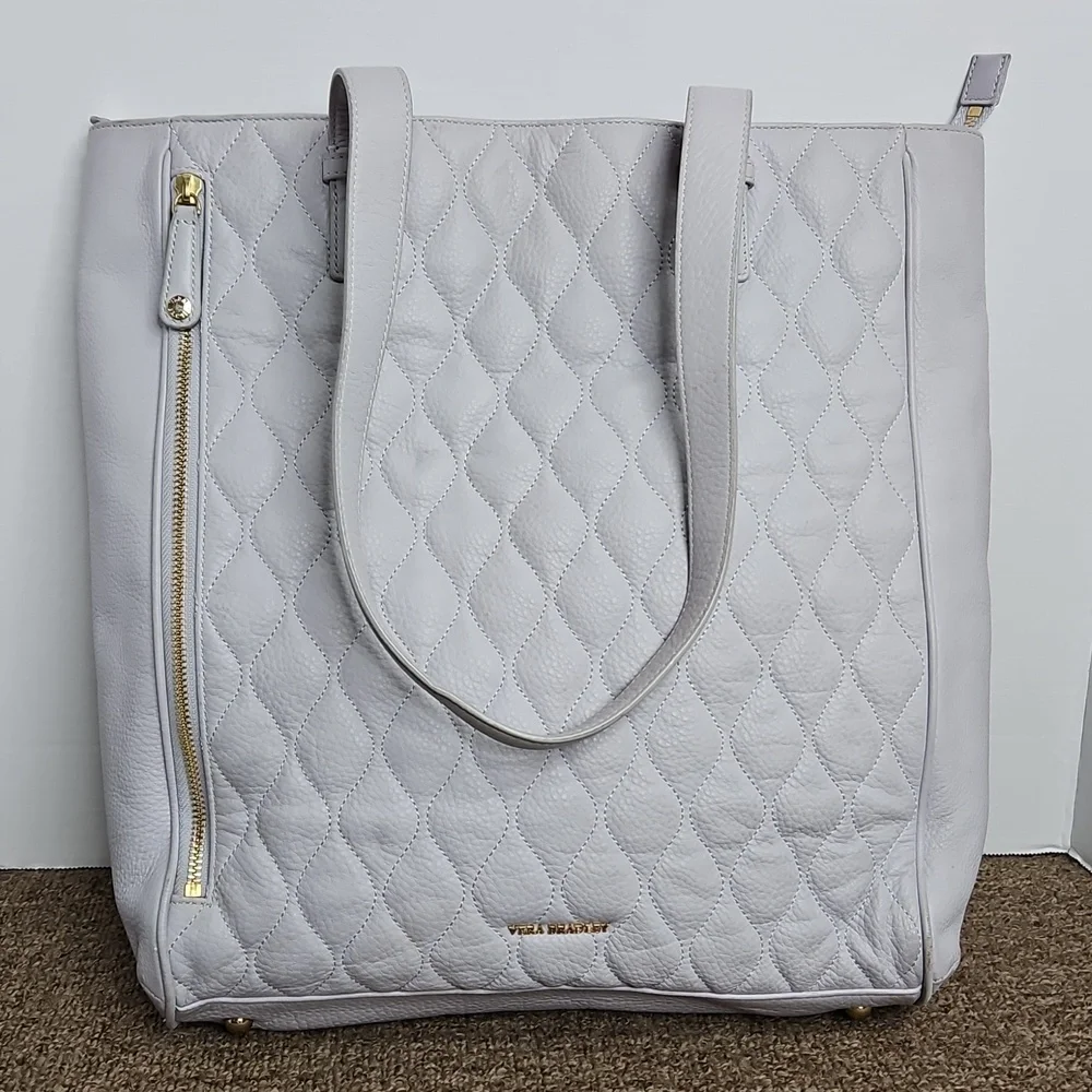 Vera Bradley Light Lavender Leather Leah Large Quilted Tote 15